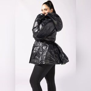 POPFLEX Pearl Peplum Puffer Jacket- Black
